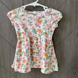 Little Lass Floral Baby Girl Dress with Orange and Pink Flowers